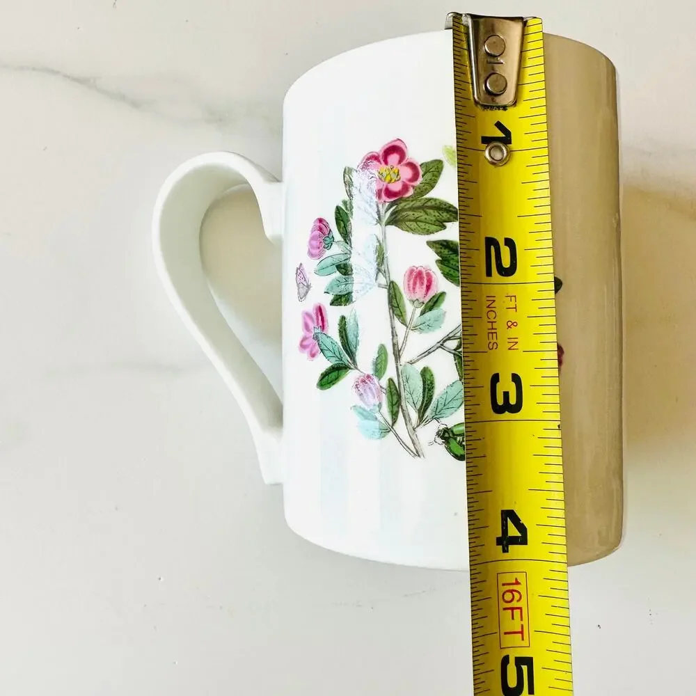 PORTMEIRION Botanical Garden Floral Flower Illustrated Ceramic White Mug UK
